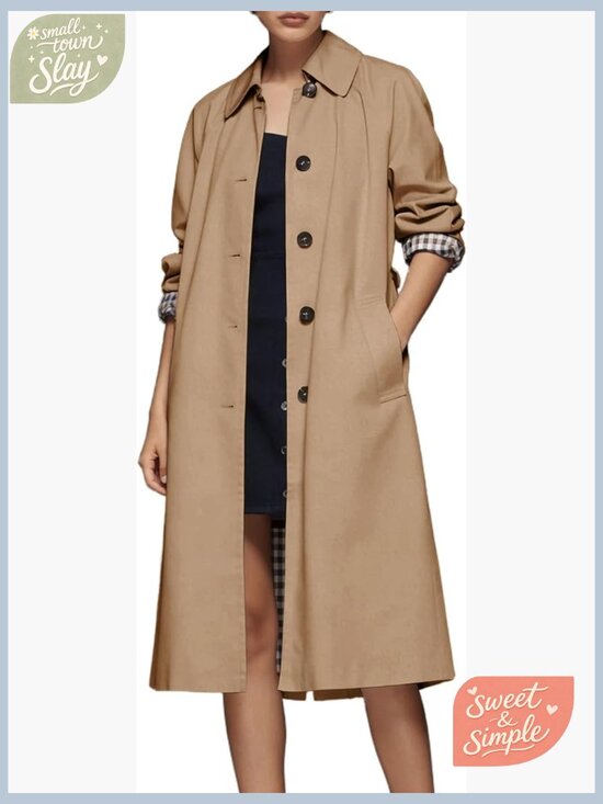 Jackets & Blazers - Women's Lightweight Single Breasted Long Trench Coat Work Casual